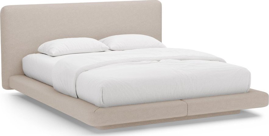 Světle hnědá čalouněná dvoulůžková postel 140x200 cm Linea – Micadoni Micadoni