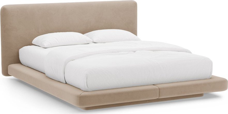 Světle hnědá čalouněná dvoulůžková postel 180x200 cm Linea – Micadoni Micadoni