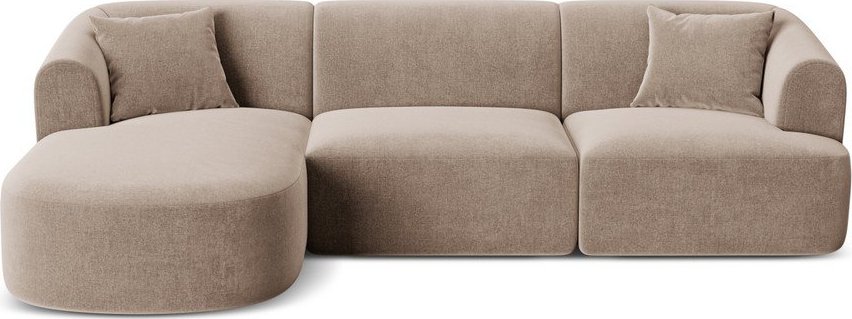 Světle hnědá sametová rohová pohovka (levý roh/s lenoškou) Campi – Cosmopolitan Design Cosmopolitan design
