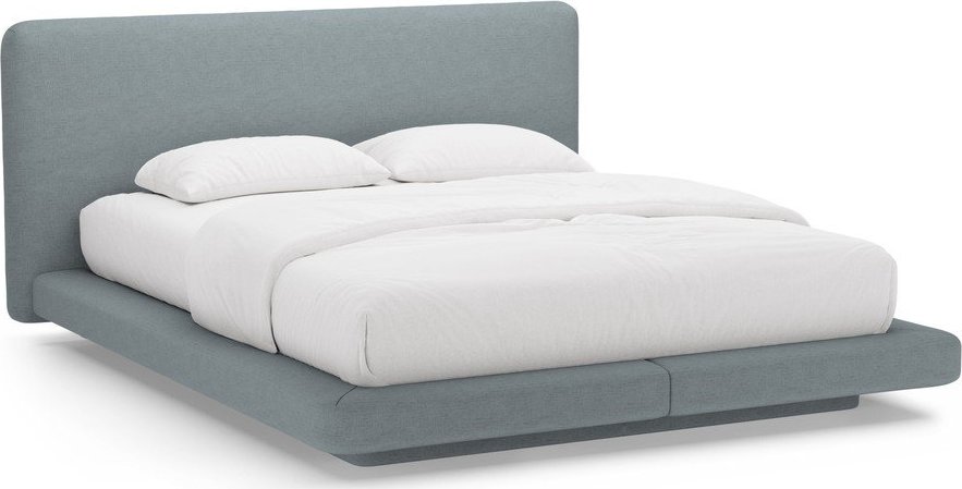 Světle modrá čalouněná dvoulůžková postel 180x200 cm Linea – Micadoni Micadoni