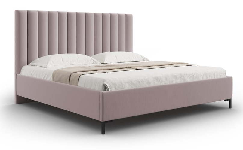 Světle růžová čalouněná dvoulůžková postel s úložným prostorem s roštem 180x200 cm Casey – Mazzini Beds Mazzini Beds