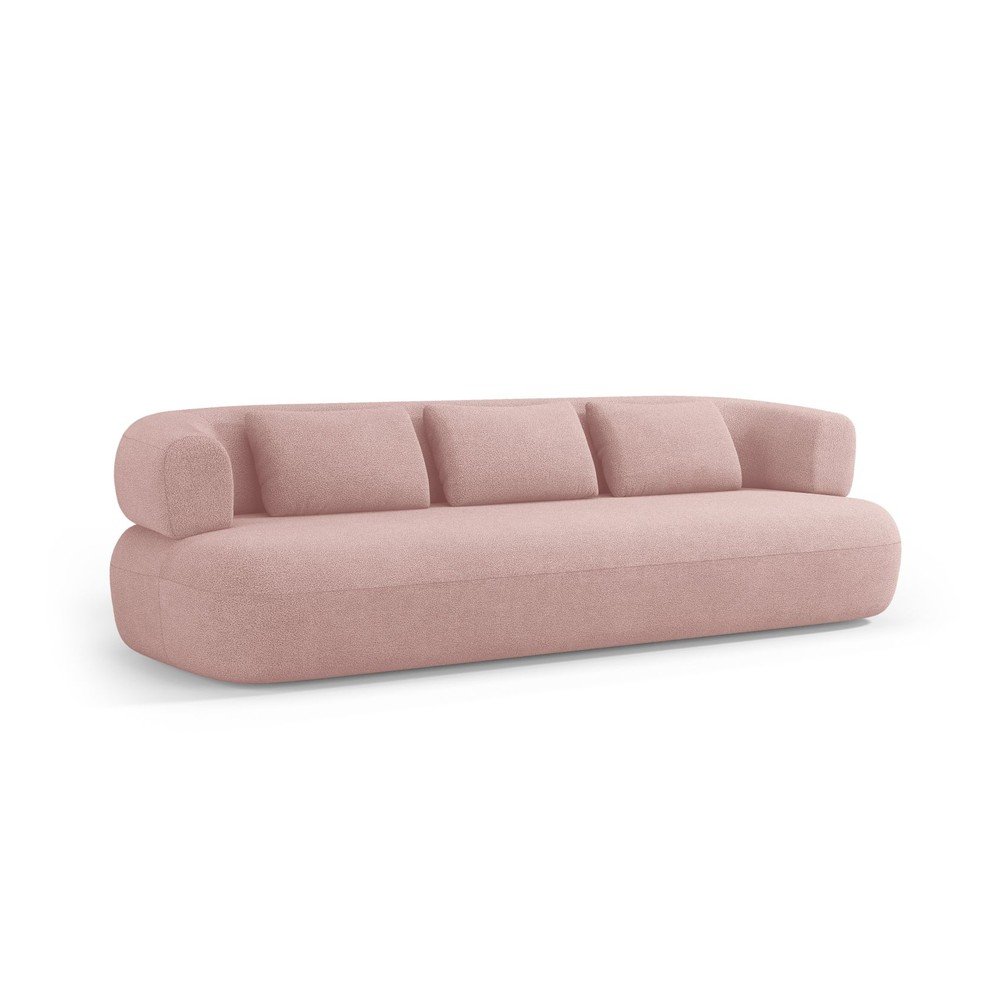 Světle růžová pohovka z textilie bouclé 200 cm Jenny – Micadoni Micadoni