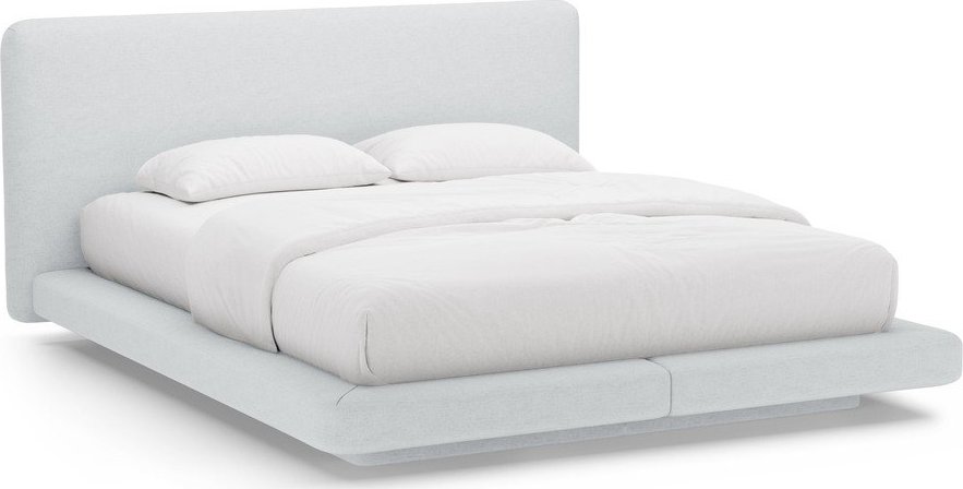 Světle šedá čalouněná dvoulůžková postel 140x200 cm Linea – Micadoni Micadoni