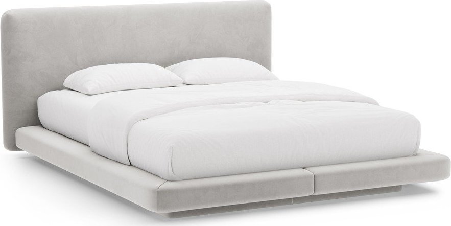 Světle šedá čalouněná dvoulůžková postel 200x200 cm Linea – Micadoni Micadoni