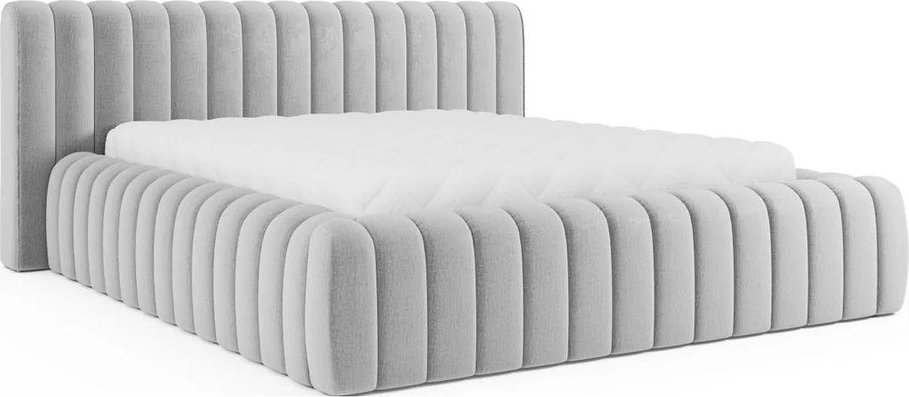 Světle šedá čalouněná dvoulůžková postel s úložným prostorem s roštem 140x200 cm Carilla – ELTAP ELTAP