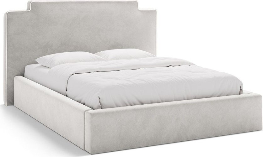 Světle šedá čalouněná dvoulůžková postel s úložným prostorem s roštem 180x200 cm Princess – Micadoni Micadoni