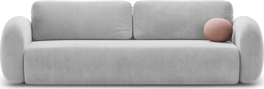 Světle šedá sametová rozkládací/s úložným prostorem pohovka 262 cm Tonale – Cosmopolitan Design Cosmopolitan design