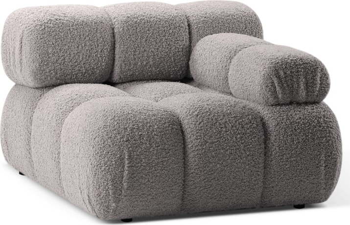 Světle šedý modul pohovky z textilie bouclé (pravý roh) Bellis – Micadoni Home Micadoni