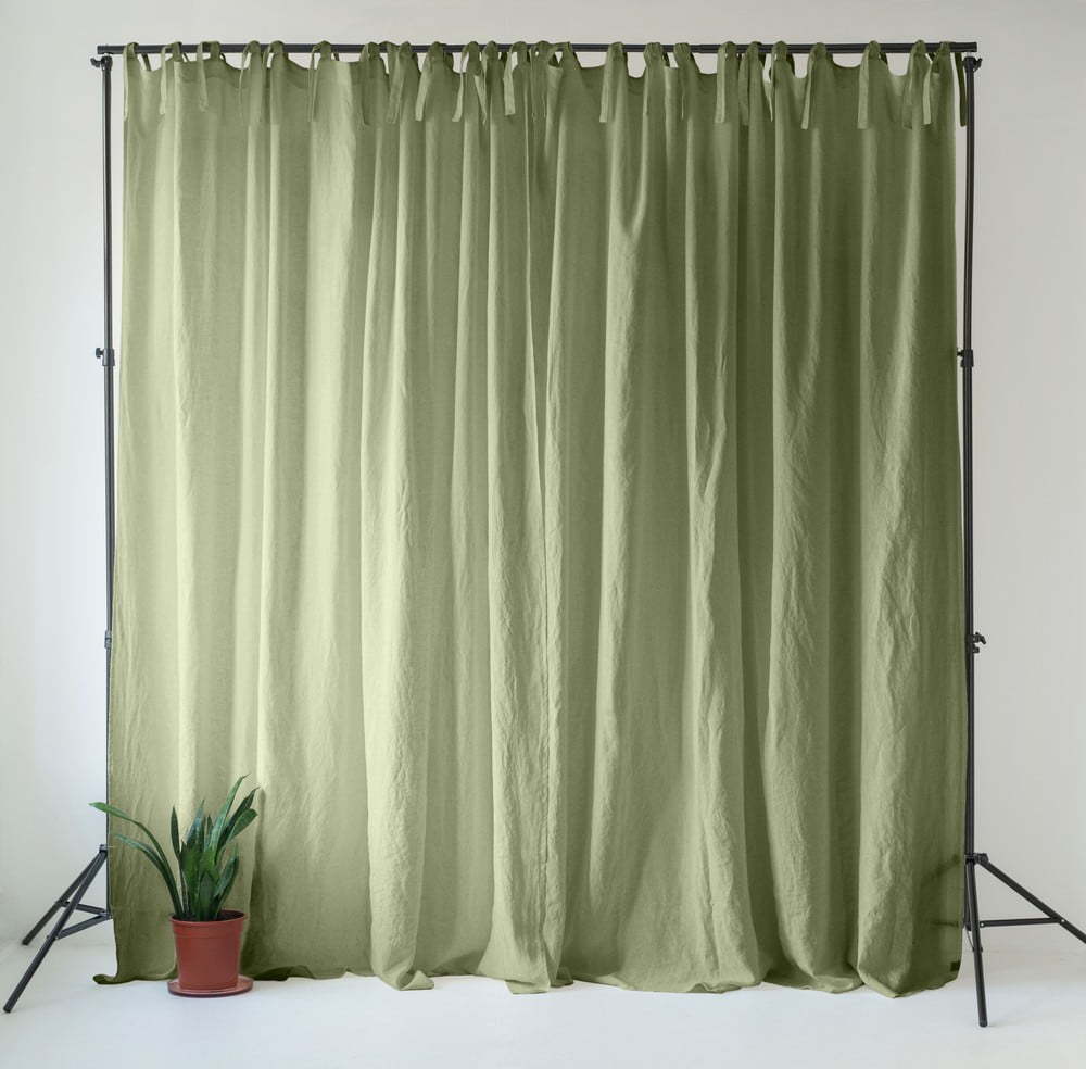 Světle zelený lněný závěs 140x200 cm Sage – Linen Tales Linen Tales