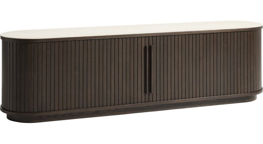 TV stolek s keramickou deskou v tmavě přírodní barvě 180x50x40 cm Enna – Unique Furniture Unique Furniture