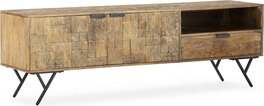 TV stolek z mangového dřeva v přírodní barvě 175x55x40 cm Priya – MOME Mome