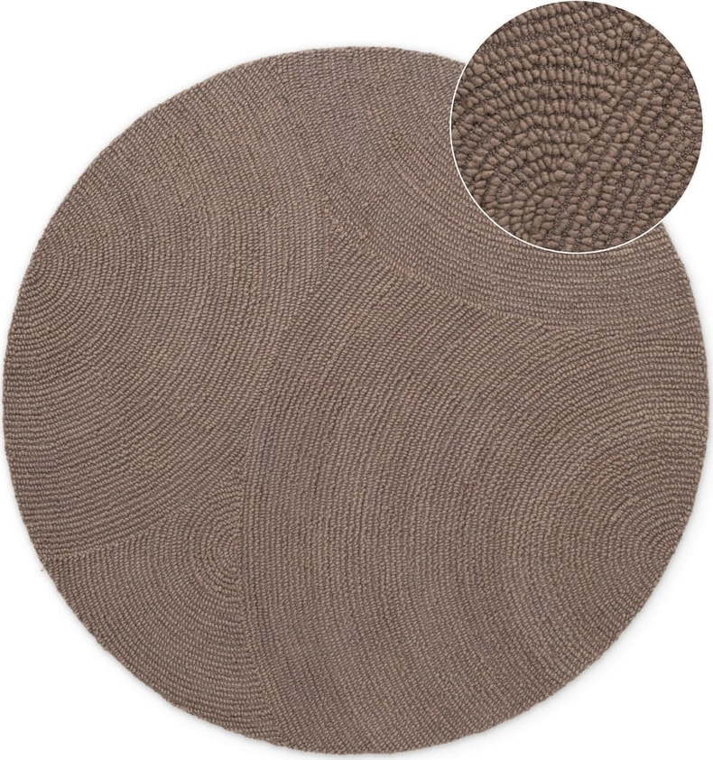 Taupe ručně tkaný vlněný kulatý koberec ø 150 cm Calmio – Hanse Home Hanse Home