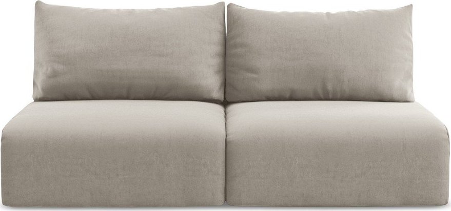 Taupe sametová rozkládací/s úložným prostorem pohovka 216 cm Kalena – Makamii Makamii