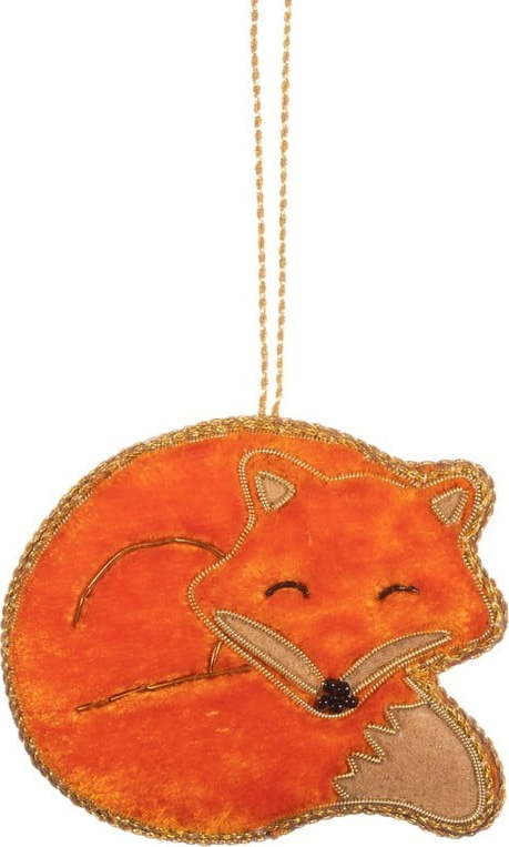 Textilní ručně vyrobená vánoční ozdoba 8 cm Sleeping Fox – Sass & Belle Sass & Belle