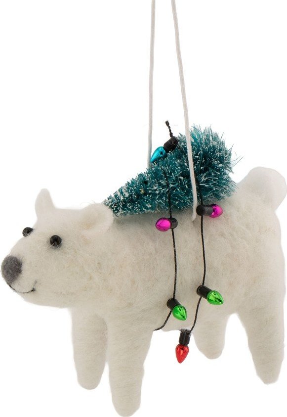 Textilní vánoční ozdoba 12 cm Polar Bear with Christmas Lights – Sass & Belle Sass & Belle