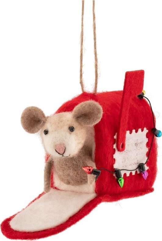 Textilní vánoční ozdoba 13 cm Mouse in Letter Box – Sass & Belle Sass & Belle