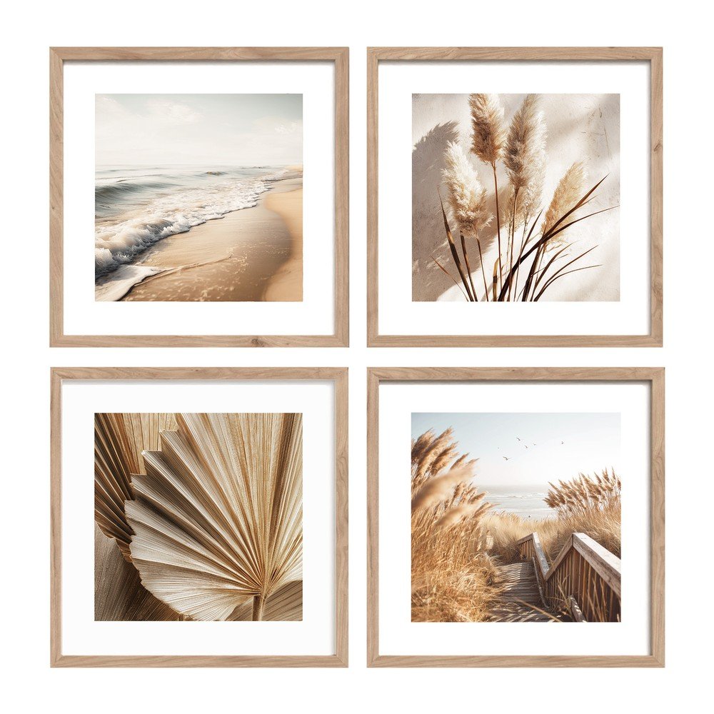 Tištěné obrazy v sadě 4 ks s rámem 30x30 cm Boho Dreams – Styler Styler