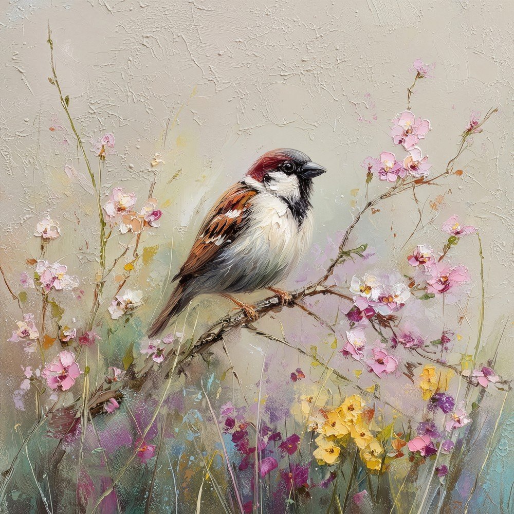 Tištěný obraz na plátně 32x32 cm Sparrow – Styler Styler