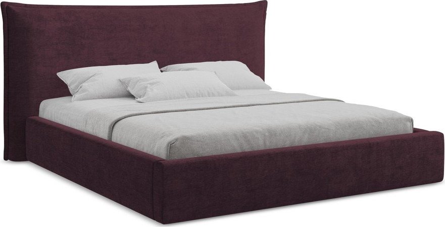 Tmavě fialová čalouněná dvoulůžková postel s úložným prostorem s roštem 160x200 cm Esala – Makamii Makamii