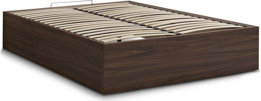 Tmavě hnědá dvoulůžková postel z dřevotřísky v dekoru břízy s úložným prostorem/bez čela s roštem 180x200 cm Mara – Bobochic Paris Bobochic Paris