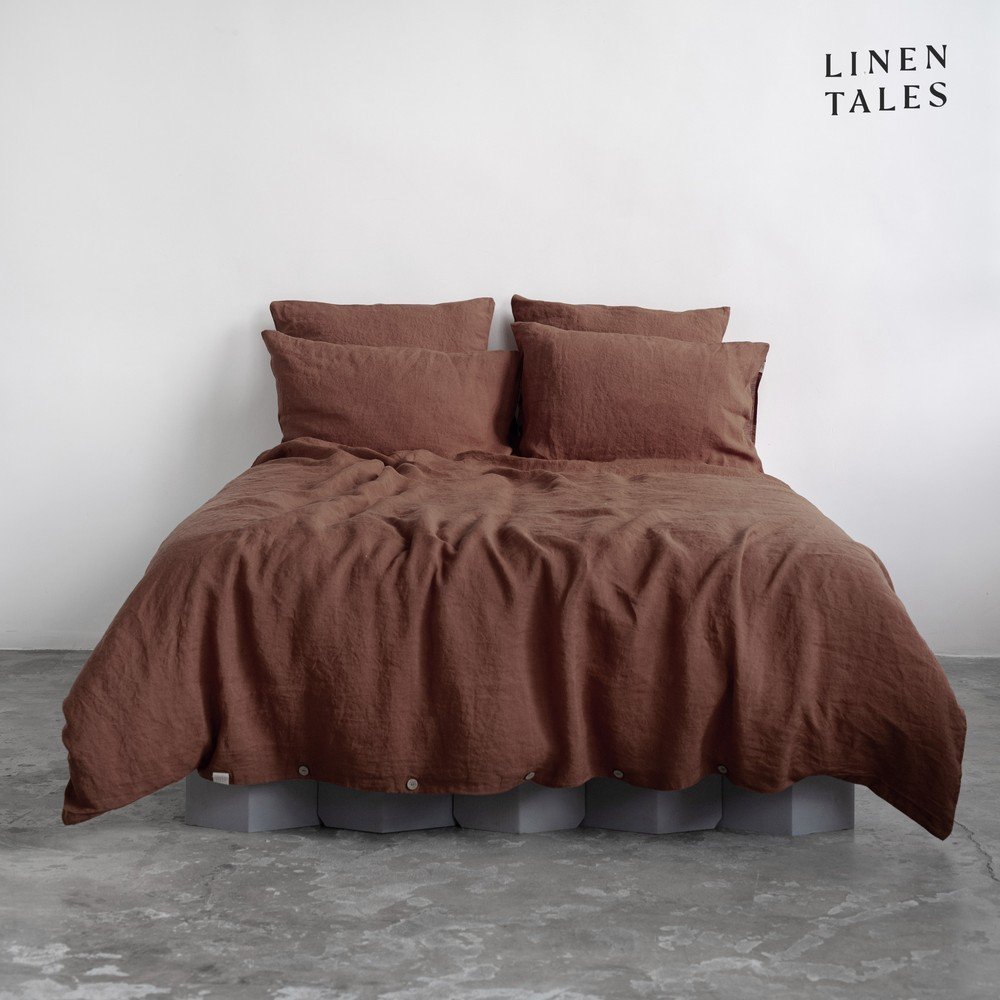 Tmavě hnědé lněné povlečení na jednolůžko 140x200 cm Chocolate – Linen Tales Linen Tales