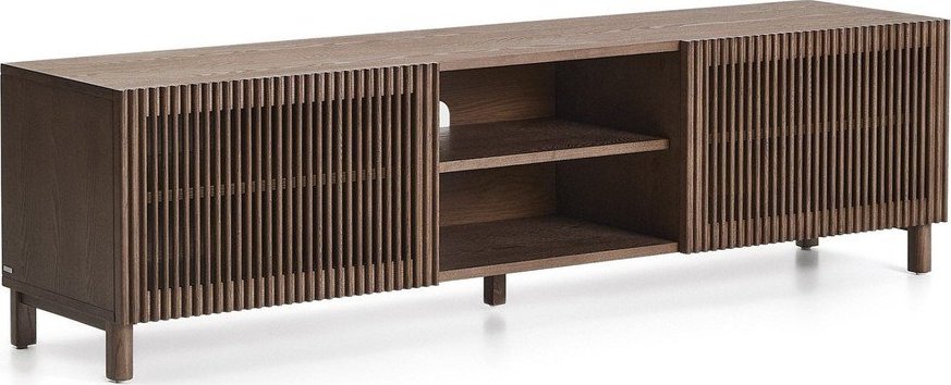 Tmavě hnědý TV stolek v dekoru ořechu 180x49