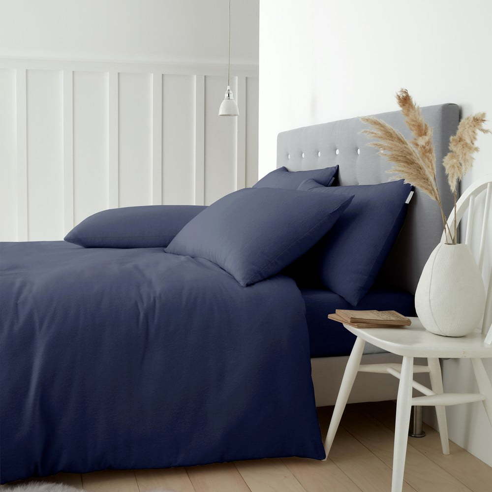 Tmavě modré flanelové povlečení na dvoulůžko/prodloužené 230x220 cm Brushed – Catherine Lansfield Catherine Lansfield