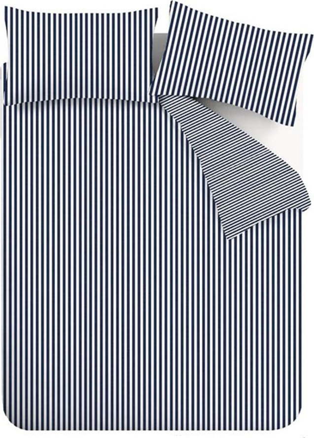 Tmavě modré flanelové povlečení na dvoulůžko/prodloužené 230x220 cm Stripe – Catherine Lansfield Catherine Lansfield