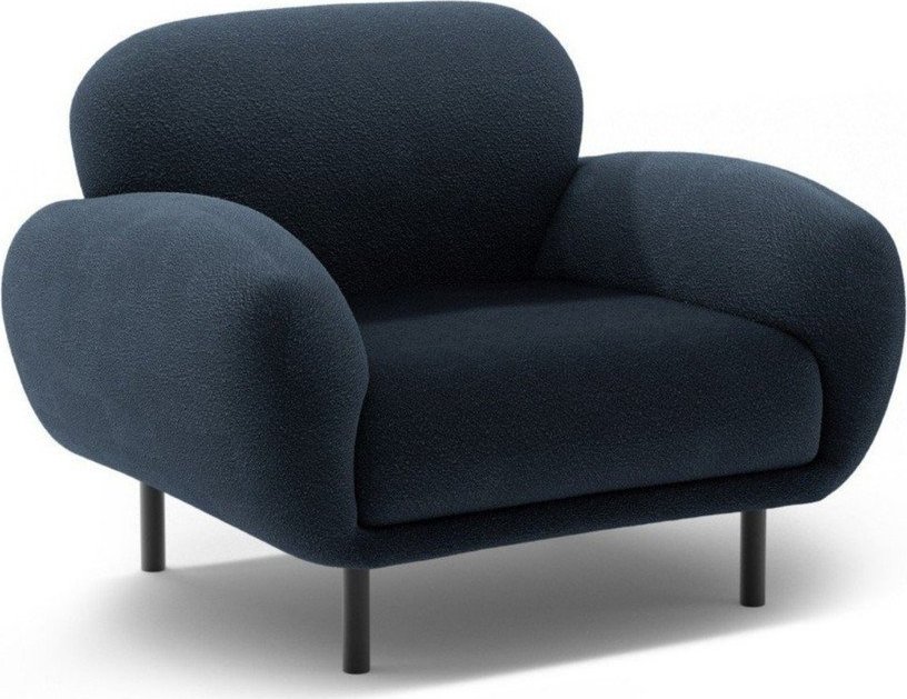 Tmavě modré křeslo z textilie bouclé Poppy – Micadoni Micadoni