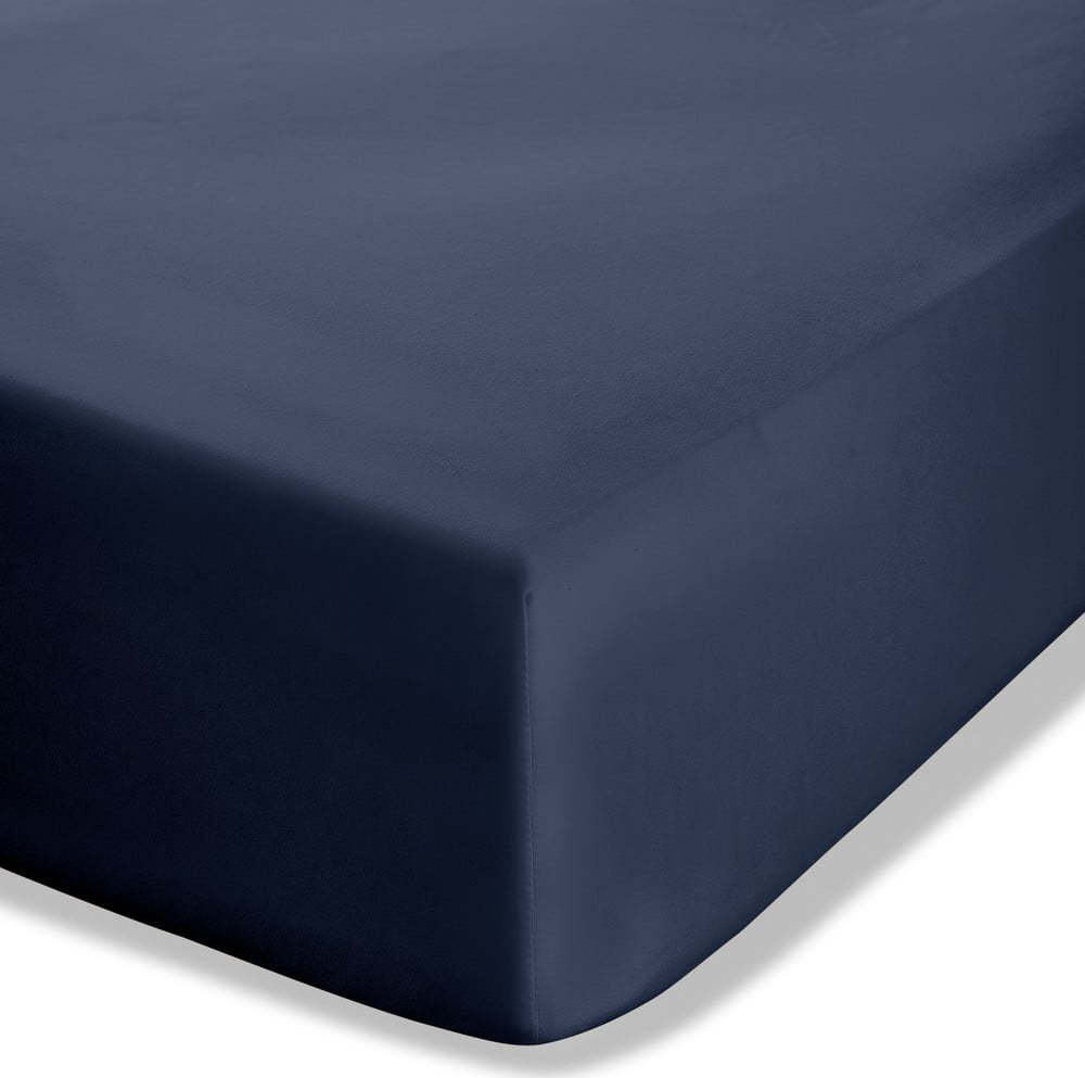 Tmavě modré napínací perkálové prostěradlo 135x190 cm Easy Iron Percale – Catherine Lansfield Catherine Lansfield