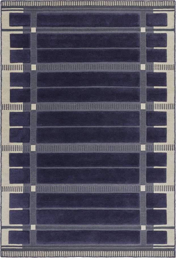 Tmavě modrý/béžový ručně tkaný vlněný koberec 200x290 cm – Asiatic Carpets Asiatic Carpets