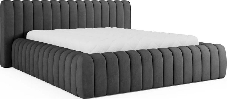 Tmavě šedá čalouněná dvoulůžková postel s úložným prostorem s roštem 160x200 cm Carilla – ELTAP ELTAP
