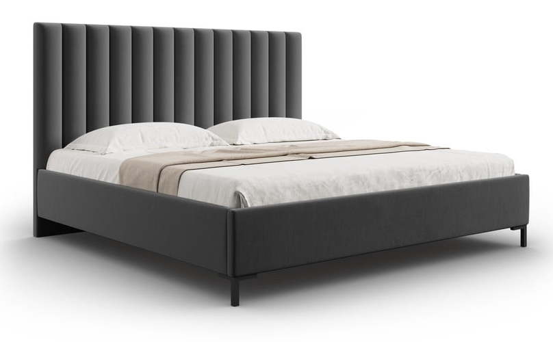 Tmavě šedá čalouněná dvoulůžková postel s úložným prostorem s roštem 160x200 cm Casey – Mazzini Beds Mazzini Beds