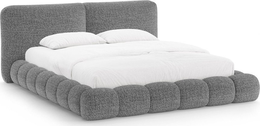 Tmavě šedá čalouněná dvoulůžková postel s úložným prostorem s roštem 180x200 cm Solange – Micadoni Micadoni