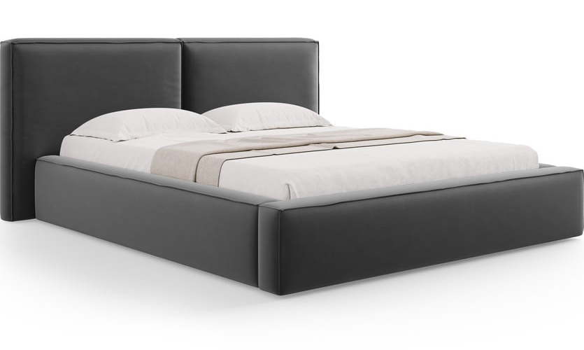 Tmavě šedá sametová čalouněná dvoulůžková postel s úložným prostorem s roštem 200x200 cm Arendal – Cosmopolitan Design Cosmopolitan design