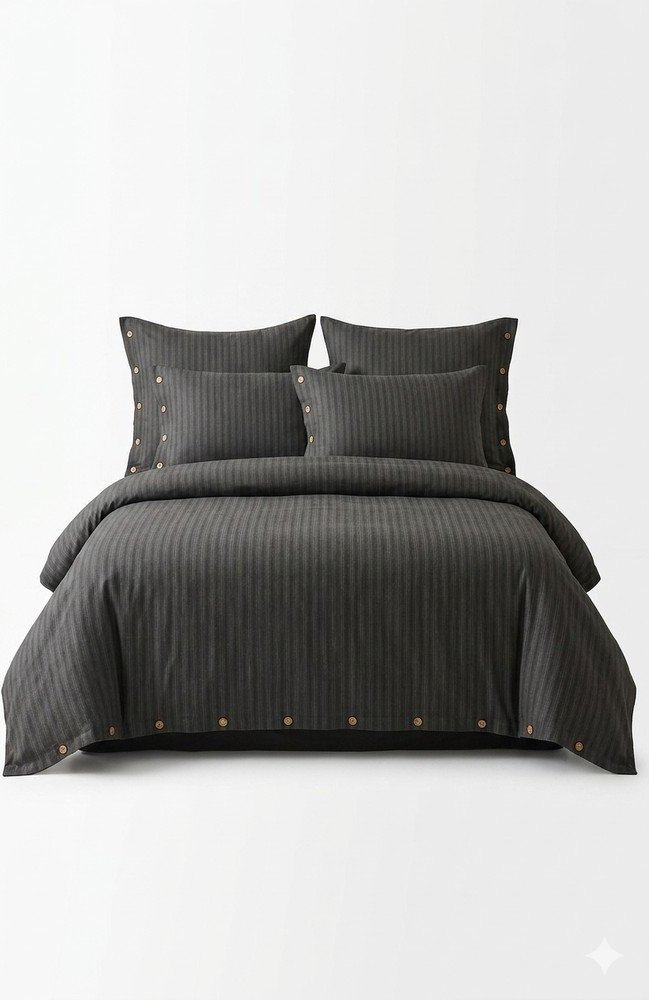 Tmavě šedé povlečení na jednolůžko z bavlny Renforcé 140x200 cm Como Striped – Mila Home Luxury Mila Home Luxury