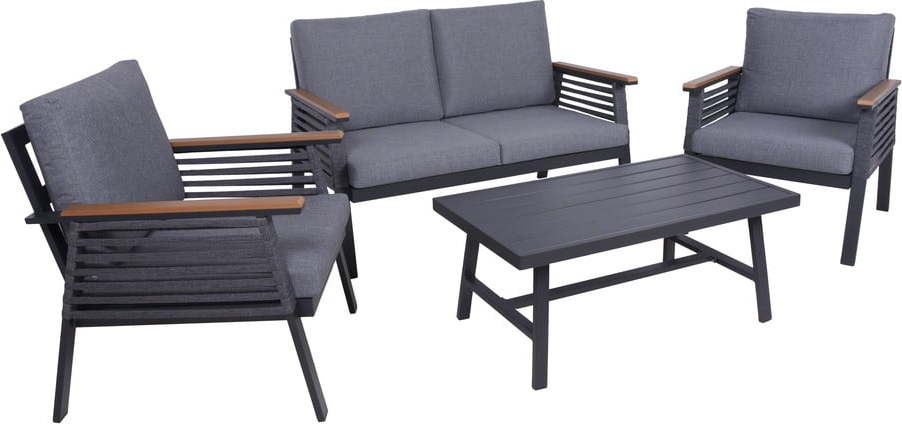 Tmavě šedý hliníkový zahradní lounge set pro 4 Denia – Garden Pleasure Garden Pleasure