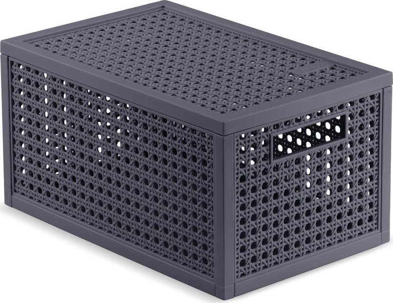 Tmavě šedý úložný box s víkem z recyklovaného plastu 19x30x15 cm Kaya – Curver Curver