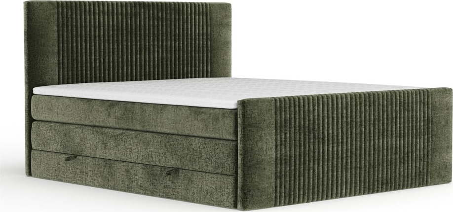 Tmavě zelená boxspring postel s úložným prostorem 140x200 cm Bergamo – Maison de Rêve Maison de Reve