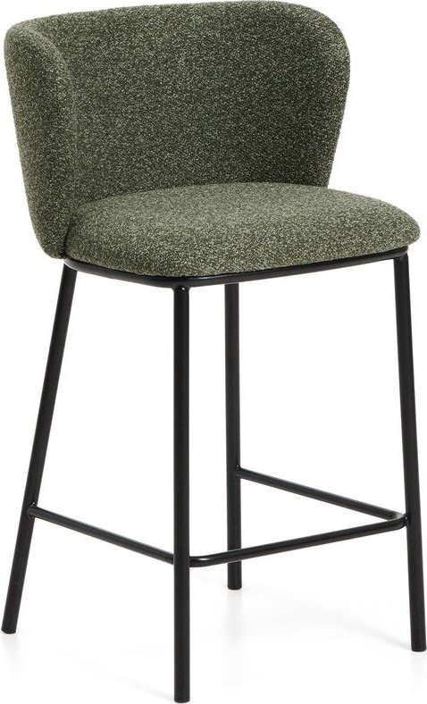Tmavě zelená čalouněná barová židle (výška sedáku 65 cm) Ciselia – Kave Home Kave Home