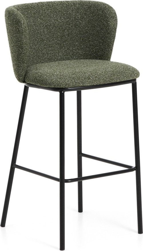 Tmavě zelená čalouněná barová židle (výška sedáku 75 cm) Ciselia – Kave Home Kave Home