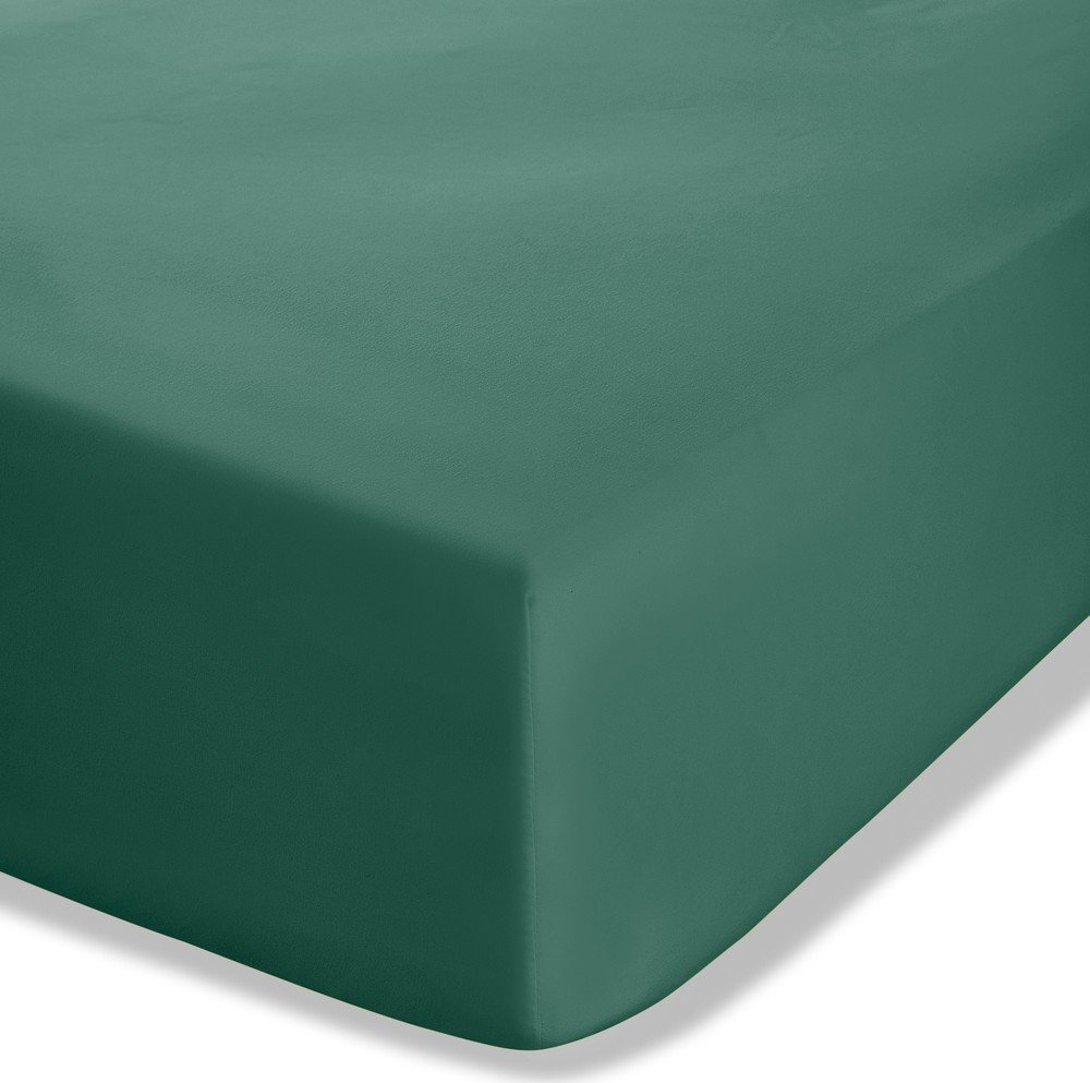 Tmavě zelené napínací perkálové prostěradlo 135x190 cm Easy Iron Percale – Catherine Lansfield Catherine Lansfield