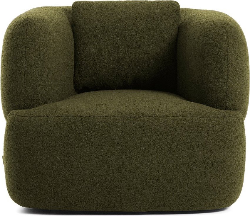 Tmavě zelené otočné křeslo z textilie bouclé Martina – Kave Home Kave Home