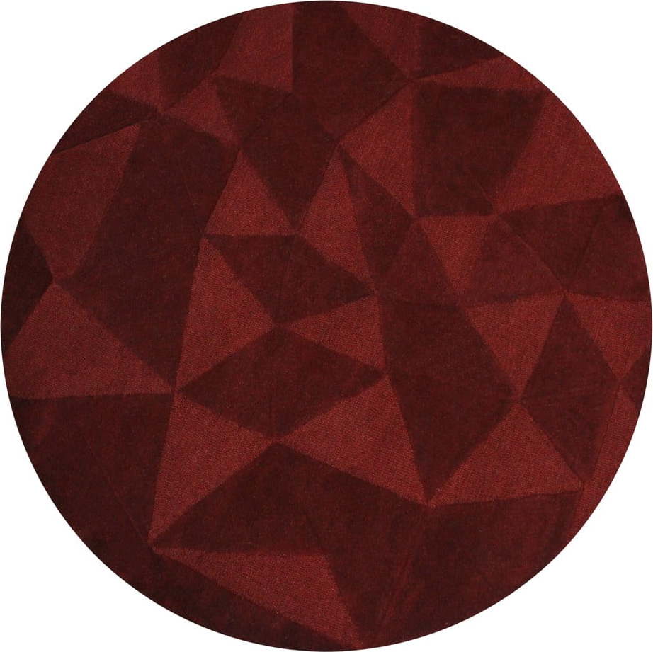 Vínový ručně tkaný vlněný kulatý koberec ø 160 cm Shard Red – Flair Rugs Flair Rugs