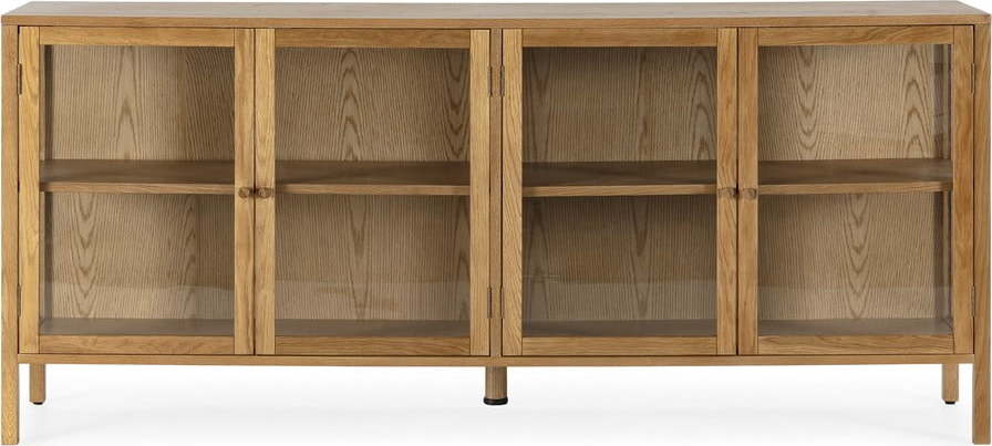 Vitrína v dekoru dubu v přírodní barvě 180x80x40 cm Ceci – MOME Mome