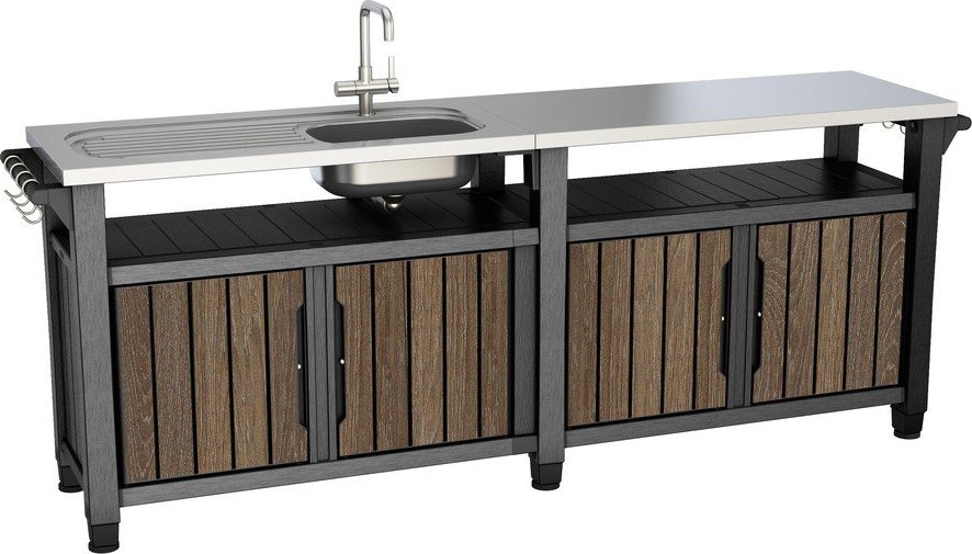 Zahradní kuchyň v dekoru ořechu 237x52 cm Unity Chef – Keter Keter