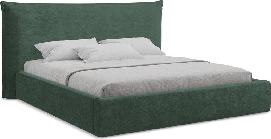 Zelená čalouněná dvoulůžková postel s úložným prostorem s roštem 180x200 cm Esala – Makamii Makamii