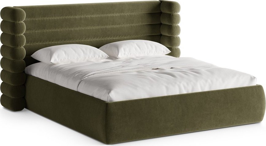 Zelená čalouněná dvoulůžková postel s úložným prostorem s roštem 200x200 cm Mount – Micadoni Micadoni