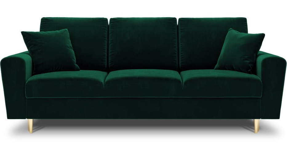 Zelená sametová rozkládací/s úložným prostorem pohovka 235 cm Kyoto – Cosmopolitan Design Cosmopolitan design