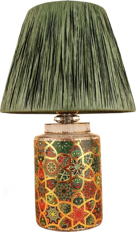 Zelená stolní lampa se stínidlem z papírového výpletu (výška 38 cm) Alev – Opviq lights Opviq lights